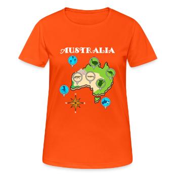 Australie - T-shirt respirant Femme - orange néon - Devant - AI Model Female 172 dark (172cm)
