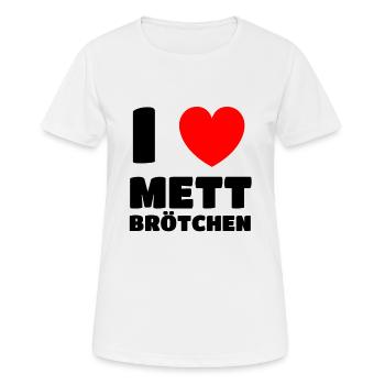 Ich liebe Mett Mettigel Hackfleisch Geschenk - Frauen T-Shirt atmungsaktiv - Weiß - Vorne - AI Model Female 172 dark (172cm)