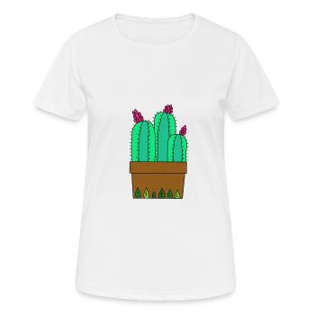 Flowering Cacti In Leafy Pot - Women's Breathable T-Shirt - white - Front - AI Model Female 172 dark (172cm)