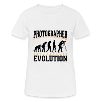 Evolution Photographer Photograph Fotograf - Frauen T-Shirt atmungsaktiv - Weiß - Vorne - AI Model Female 172 dark (172cm)