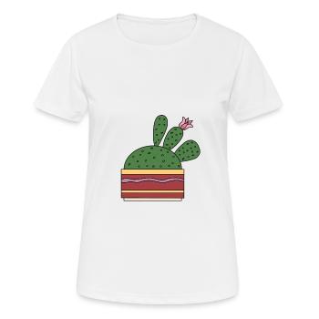 Cactus WIth Beautiful Flower - Women's Breathable T-Shirt - white - Front - AI Model Female 172 dark (172cm)