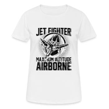 Jet Fighter Air Force Aircraft Aviator - T-shirt respirant Femme - blanc - Devant - AI Model Female 172 dark (172cm)