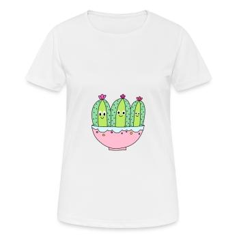 3 Pretty Kaktus Girls - Frauen T-Shirt atmungsaktiv - Weiß - Vorne - AI Model Female 172 dark (172cm)