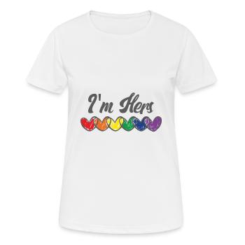 Homosexuelle Paar-Geschenke, die homosexuellen Stolz LGBT Im Hers zusammenbringen - Frauen T-Shirt atmungsaktiv - Weiß - Vorne - AI Model Female 172 dark (172cm)