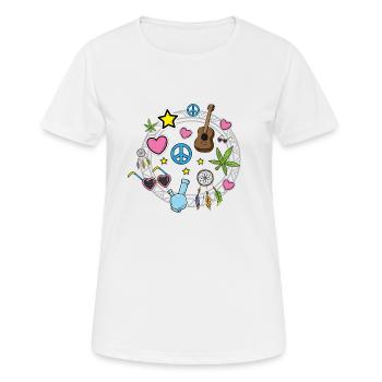 Peace sign hippie love heart dream catcher star - Women's Breathable T-Shirt - white - Front - AI Model Female 172 dark (172cm)