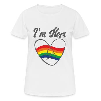 Homosexuelle Paar-Geschenke, die LGBT zusammenbringen Ich bin ihr homosexueller Stolz - Frauen T-Shirt atmungsaktiv - Weiß - Vorne - AI Model Female 172 dark (172cm)
