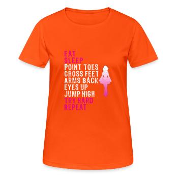 Eat Sleep Irish Dance pink - Frauen T-Shirt atmungsaktiv - Neonorange - Vorne - AI Model Female 172 dark (172cm)