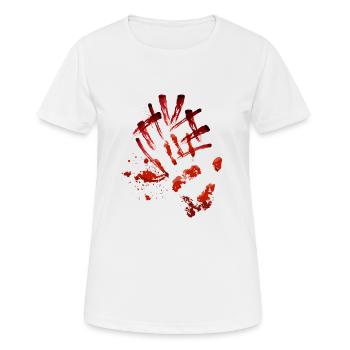 Protège-dents à empreinte de main éclaboussures de sang - T-shirt respirant Femme - blanc - Devant - AI Model Female 172 dark (172cm)