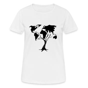 Baum Umwelt Weltkarte Save the planet - Frauen T-Shirt atmungsaktiv - Weiß - Vorne - AI Model Female 172 dark (172cm)