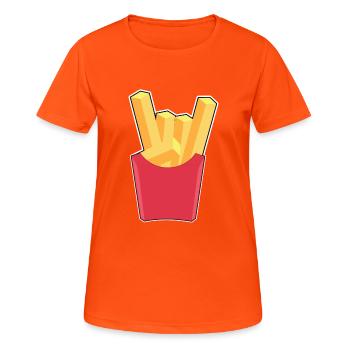 Heavy Metal Pommes fork - Women's Breathable T-Shirt - neon orange - Front - AI Model Female 172 dark (172cm)