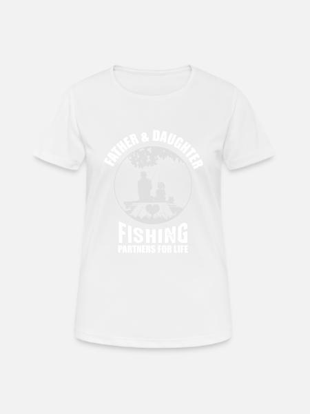 Father and daughter fishing - Women's Breathable T-Shirt - white