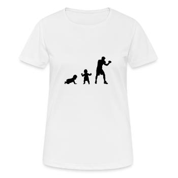 Born To Kick Boxen Boxer Evolution Lustig Geschenk - Frauen T-Shirt atmungsaktiv - Weiß - Vorne - AI Model Female 172 dark (172cm)