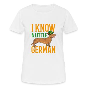 Dackel Ich kenne einen kleinen deutschen Dackel - Frauen T-Shirt atmungsaktiv - Weiß - Vorne - AI Model Female 172 dark (172cm)