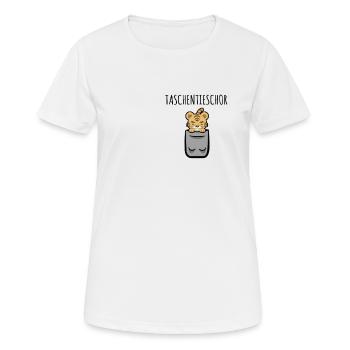 Brusttasche Tiger auf sächsisch lustiges Wortspiel - Frauen T-Shirt atmungsaktiv - Weiß - Vorne - AI Model Female 172 dark (172cm)