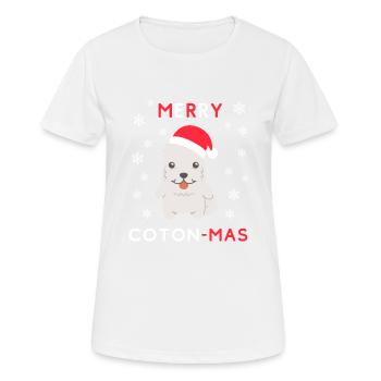 Joyeux Coton Mas - Joyeux Noël Coton de Tulear - T-shirt respirant Femme - blanc - Devant - AI Model Female 172 dark (172cm)