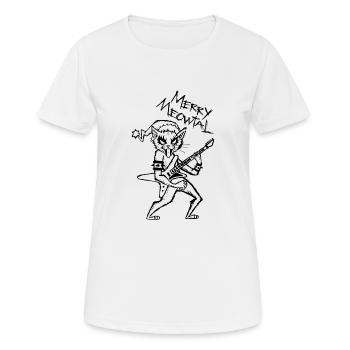 Heavy Metal Cat Rock Guitar Guitarist Cat Xmas - Women's Breathable T-Shirt - white - Front - AI Model Female 172 dark (172cm)