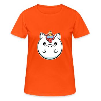 Rundes Einhorn Einhorn das letzte Einhorngeschenk - Frauen T-Shirt atmungsaktiv - Neonorange - Vorne - AI Model Female 172 dark (172cm)