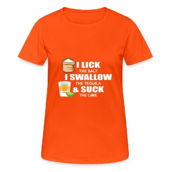 Tequila Funny Sexual Flirt Alcool Cadeau De Sel - T-shirt respirant Femme - orange néon - Devant - AI Model Female 172 dark (172cm)