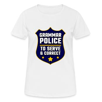 Don de la connaissance linguistique de la police grammaticale - T-shirt respirant Femme - blanc - Devant - AI Model Female 172 dark (172cm)