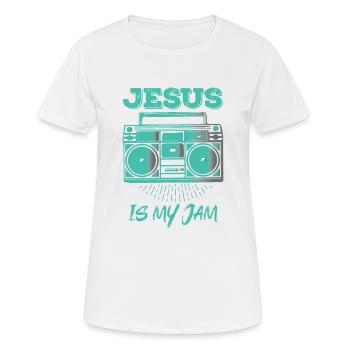 Jésus - Jésus est ma confiture - T-shirt respirant Femme - blanc - Devant - AI Model Female 172 dark (172cm)