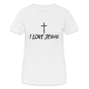 Jésus - J'aime Jésus - T-shirt respirant Femme - blanc - Devant - AI Model Female 172 dark (172cm)