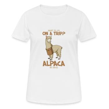 Alpaca My Bags Alpaka Lama Reisen Roadtrip Urlaub - Frauen T-Shirt atmungsaktiv - Weiß - Vorne - AI Model Female 172 dark (172cm)