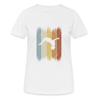 Rétro Salto BackFlip Parkour Freerunner Silhouette - T-shirt respirant Femme - blanc - Devant - AI Model Female 172 dark (172cm)