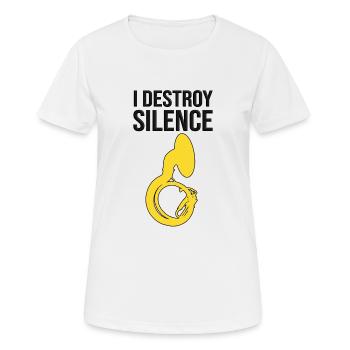 I destroy silence! Funny sousaphone design - Women's Breathable T-Shirt - white - Front - AI Model Female 172 dark (172cm)