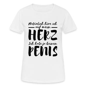 Herz Penis Lustiger Cooler Spruch Tshirt - Frauen T-Shirt atmungsaktiv - Weiß - Vorne - AI Model Female 172 dark (172cm)
