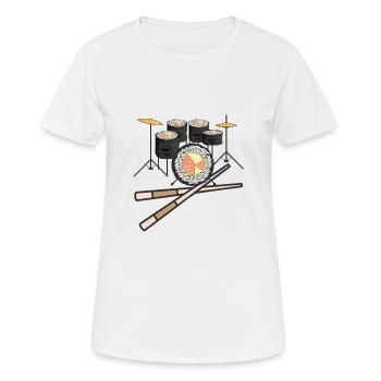 Sushi Drums Schlagzeug - Frauen T-Shirt atmungsaktiv - Weiß - Vorne - AI Model Female 172 dark (172cm)
