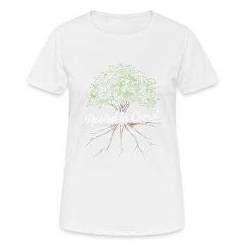 Rooted in Christ - Women's Breathable T-Shirt - white - Front - AI Model Female 172 dark (172cm)