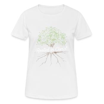 Rooted in Christ - Women's Breathable T-Shirt - white - Front - AI Model Female 172 dark (172cm)