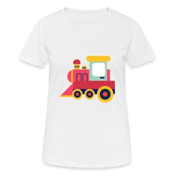 Dampflok, Eisenbahn, Lokomotive - Frauen T-Shirt atmungsaktiv - Weiß - Vorne - AI Model Female 172 dark (172cm)