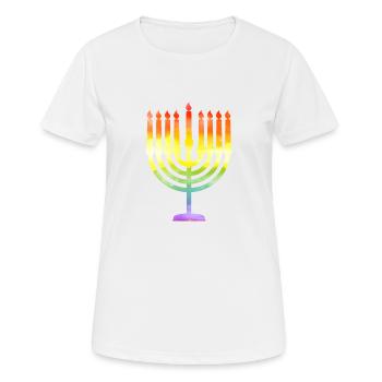 Beautiful Vintage Hanukkah Menorah, Happy - Women's Breathable T-Shirt - white - Front - AI Model Female 172 dark (172cm)