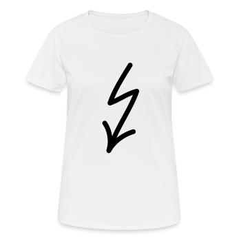 Lightning arrow to the bottom left - Women's Breathable T-Shirt - white - Front - AI Model Female 172 dark (172cm)
