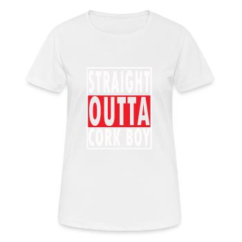 Funny Straight outta Cork Boy for Irish - Women's Breathable T-Shirt - white - Front - AI Model Female 172 dark (172cm)
