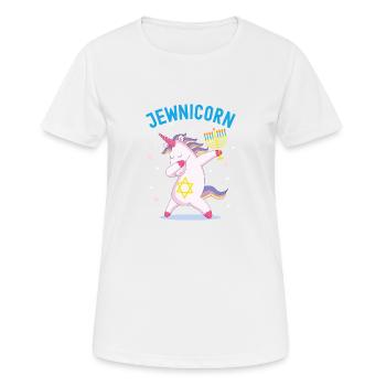 Jewnicorn-Einhorn, lustiges glückliches Chanukka - Frauen T-Shirt atmungsaktiv - Weiß - Vorne - AI Model Female 172 dark (172cm)