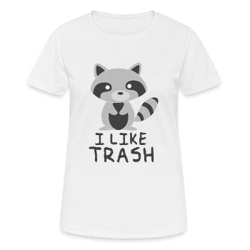 Racoon - J'aime la corbeille - T-shirt respirant Femme - blanc - Devant - AI Model Female 172 dark (172cm)