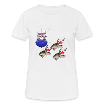 Pêche du père Noël Zander Claus avec "Rennes" - T-shirt respirant Femme - blanc - Devant - AI Model Female 172 dark (172cm)