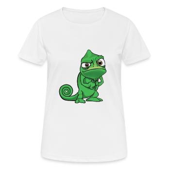 Comic Chamäleon Witzig Grimmig - Frauen T-Shirt atmungsaktiv - Weiß - Vorne - AI Model Female 172 dark (172cm)