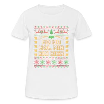 Ho Ho Obtenez-moi un pull de Noël laid de bière - T-shirt respirant Femme - blanc - Devant - AI Model Female 172 dark (172cm)