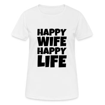 Femme heureuse vie heureuse - T-shirt respirant Femme - blanc - Devant - AI Model Female 172 dark (172cm)