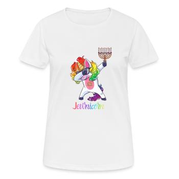 Jewnicorn - juif tamponnant licorne Hanoukka - T-shirt respirant Femme - blanc - Devant - AI Model Female 172 dark (172cm)