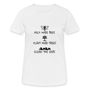 Save Bees Trees Seas Earth print - Women's Breathable T-Shirt - white - Front - AI Model Female 172 dark (172cm)