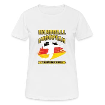 Championnat d'Europe de handball Allemagne noir - T-shirt respirant Femme - blanc - Devant - AI Model Female 172 dark (172cm)