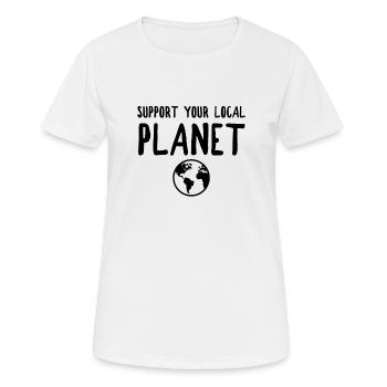 Support your local Planet - Frauen T-Shirt atmungsaktiv - Weiß - Vorne - AI Model Female 172 dark (172cm)