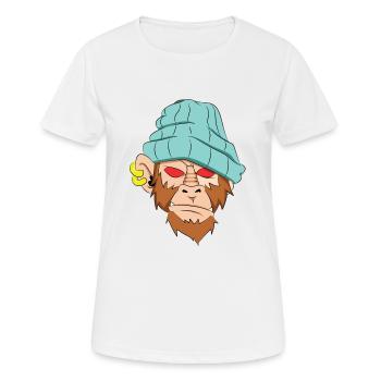 Visage chimpanzé crâne - T-shirt respirant Femme - blanc - Devant - AI Model Female 172 dark (172cm)