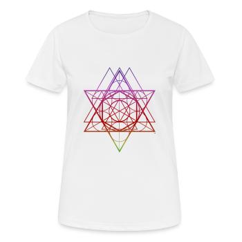 Techno Ring Pentagram Musique EDM colorée - T-shirt respirant Femme - blanc - Devant - AI Model Female 172 dark (172cm)