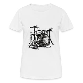 Musikalische Skizze Battery - Frauen T-Shirt atmungsaktiv - Weiß - Vorne - AI Model Female 172 dark (172cm)