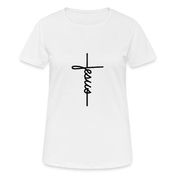 Jesus Cross - croix design - T-shirt respirant Femme - blanc - Devant - AI Model Female 172 dark (172cm)